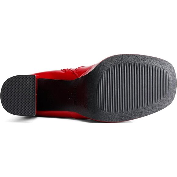 ⚡Women's Red pat Faux Leather Platform Heeled Knee High Long Chunky Tall Boot - Picture 7 of 7